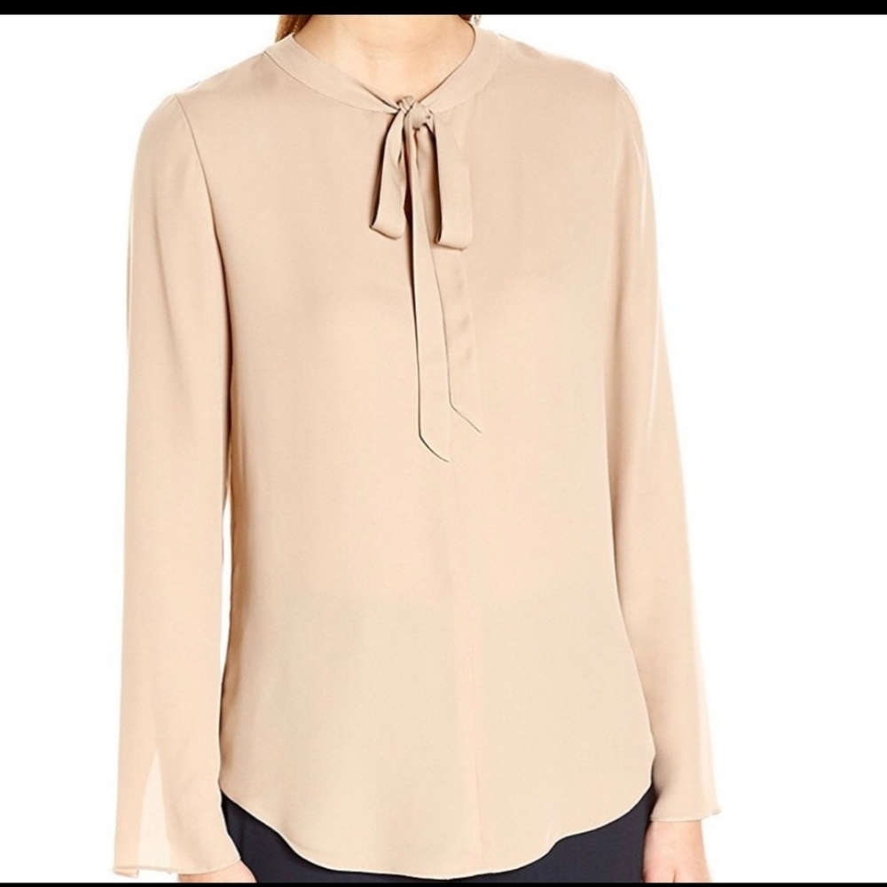 Theory 100% Silk Women's Kimry tie front silk blouse size P